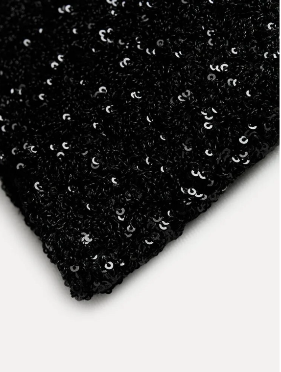 Elegant Sequin Dress for Women with Mock Neck Cap Sleeve Ruched Bodycon Sparkle Party Style