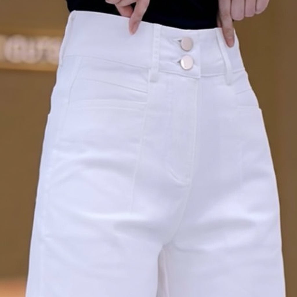 Effortless Denim Bermuda Shorts for Women with High Waist Button Front Patch Pocket Relaxed Casual Style