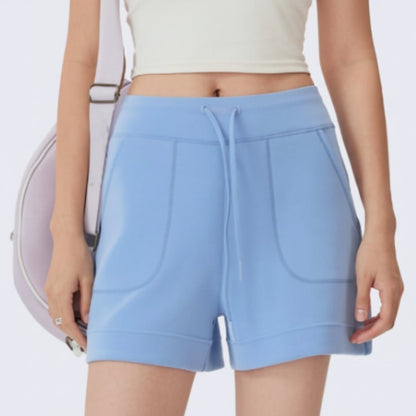 Effortless Tailored Shorts for Women with High Waist Drawstring Pocket Relaxed Casual Style