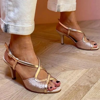Comfortable Gold Slip On Shoes for Women with Round Toe Cushioned Footbed Casual Style