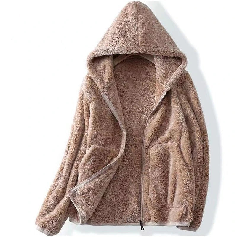 Comfortable Sherpa Fleece Hoodie for Women with Hooded Long Sleeve Zip Front Relaxed Oversized Style