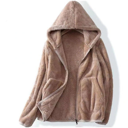 Comfortable Sherpa Fleece Hoodie for Women with Hooded Long Sleeve Zip Front Relaxed Oversized Style
