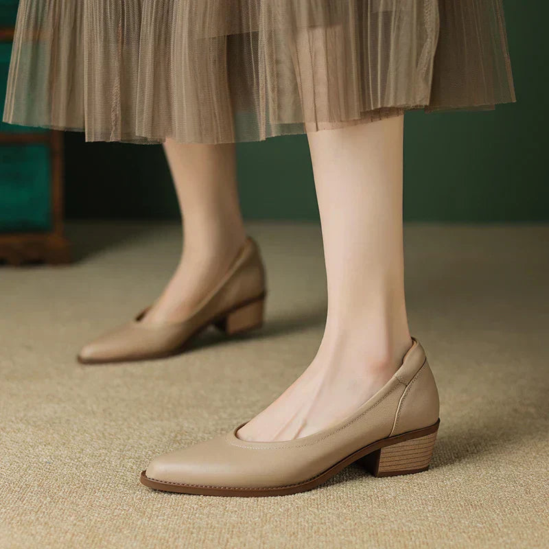 Elegant Wedding Shoes for Women with Pointed Toe Block Heel Slip On Style