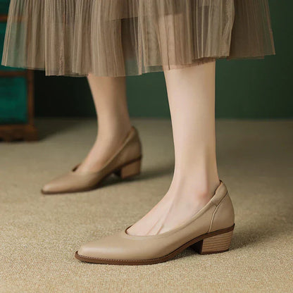 Elegant Wedding Shoes for Women with Pointed Toe Block Heel Slip On Style