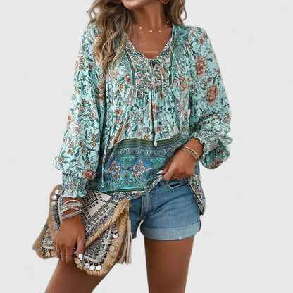 Ivy | Dreamy Floral Long Sleeve Boho Peasant Top
