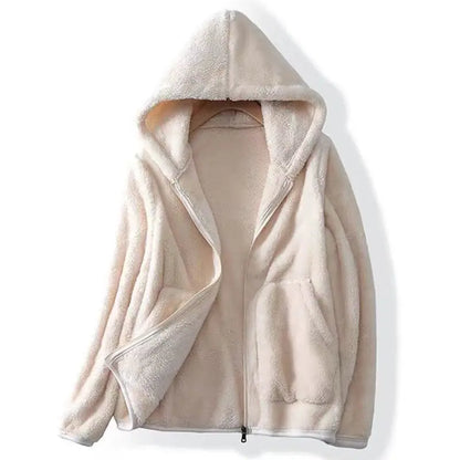 Comfortable Sherpa Fleece Hoodie for Women with Hooded Long Sleeve Zip Front Relaxed Oversized Style