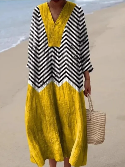 Maya | Vibrant Chevron Colorblock Maxi Dress
