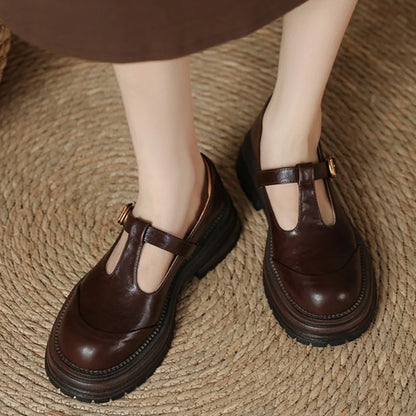 Comfortable Mary Jane Shoes for Women with Buckle Strap Round Toe Chunky Sole