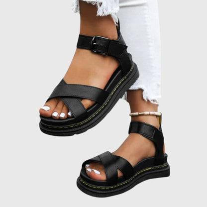 Comfortable Orthopedic Sandals for Women with Crossover Strap Buckle Ankle Chunky Platform Open Toe Style