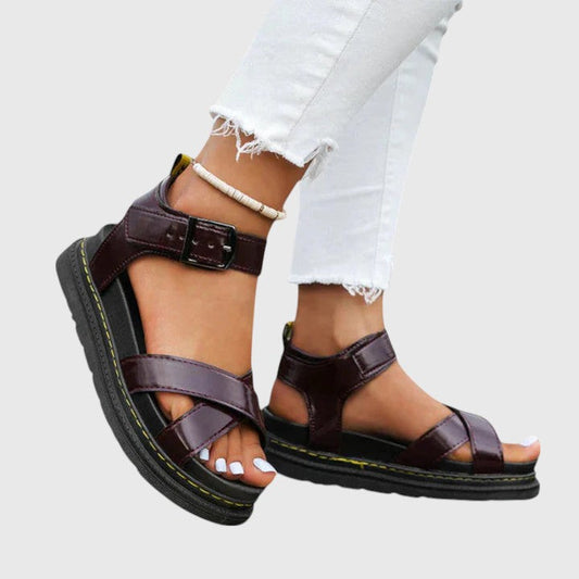 Comfortable Orthopedic Sandals for Women with Crossover Strap Buckle Ankle Chunky Platform Open Toe Style