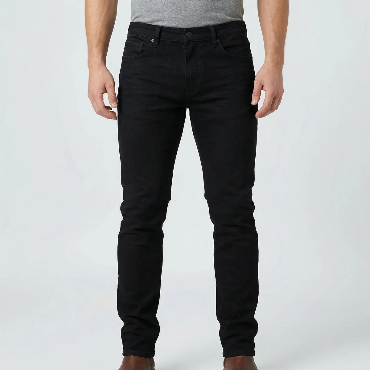 Comfortable Jeans for Men with Slim Fit Tapered Stretch Denim Five Pocket Style
