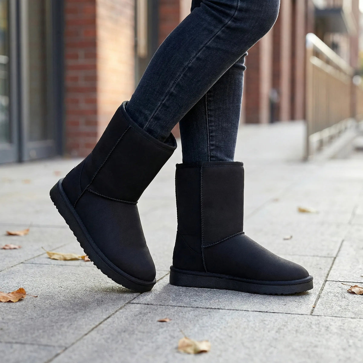 Women's Classic Winter Boots Pull-On Mid-Calf Warm Lined Suede Cozy Flat