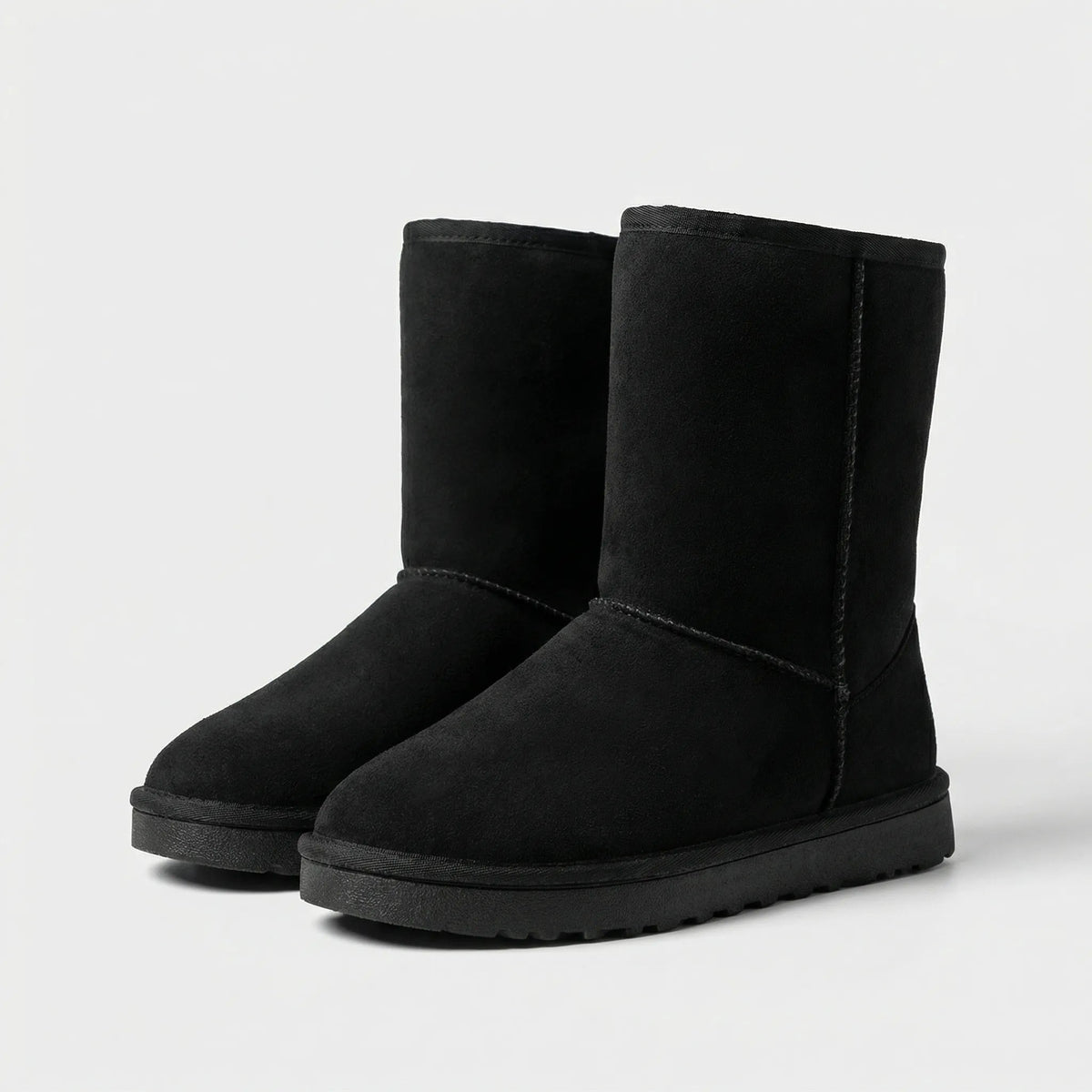 Women's Classic Winter Boots Pull-On Mid-Calf Warm Lined Suede Cozy Flat