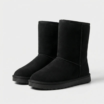 Women's Classic Winter Boots Pull-On Mid-Calf Warm Lined Suede Cozy Flat