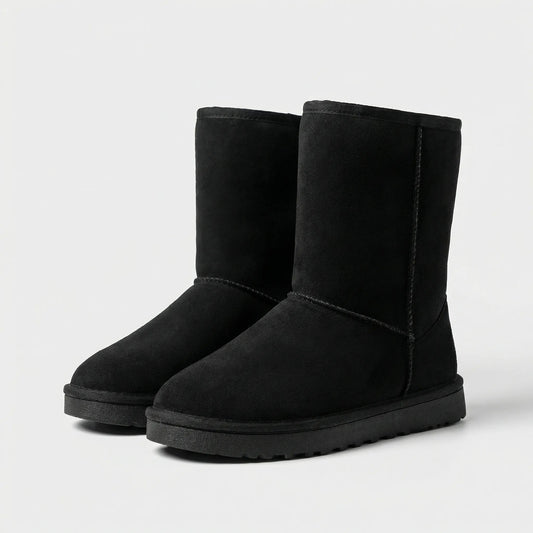 Women's Classic Winter Boots Pull-On Mid-Calf Warm Lined Suede Cozy Flat