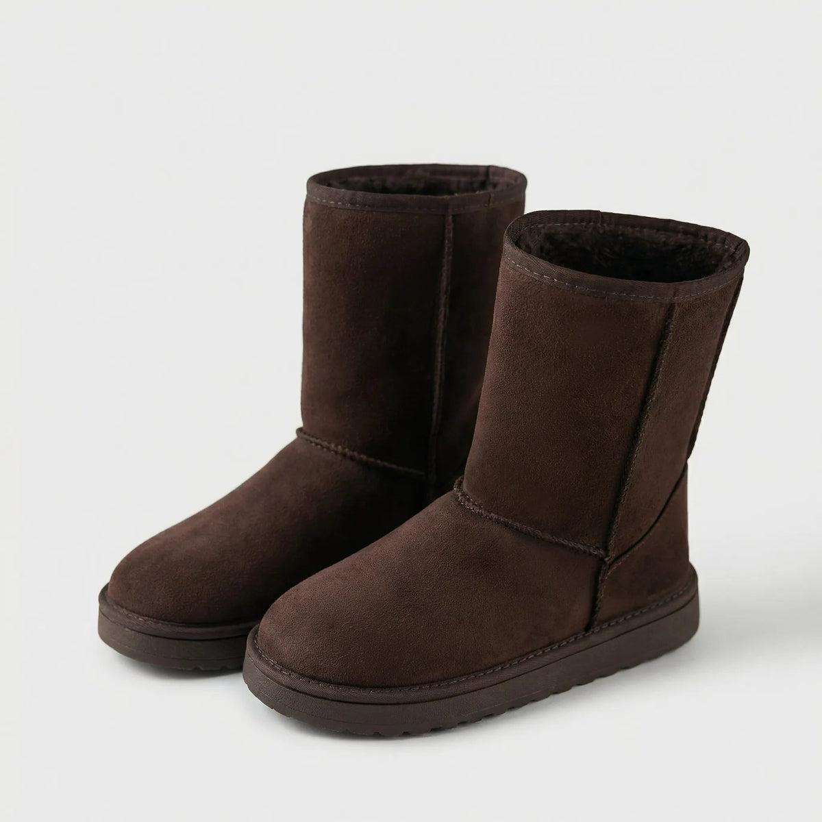 Women's Classic Winter Boots Pull-On Mid-Calf Warm Lined Suede Cozy Flat