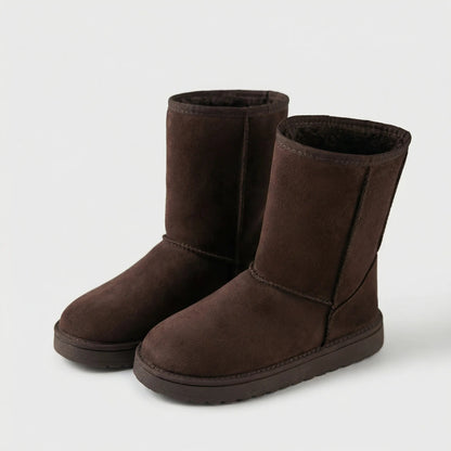 Women's Classic Winter Boots Pull-On Mid-Calf Warm Lined Suede Cozy Flat