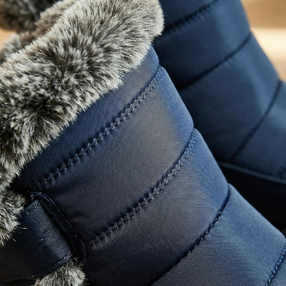Women's Quilted Mid-Calf Winter Snow Boots Fur-Cuffed Warm Lined Platform Toggle