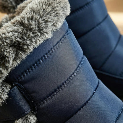 Women's Quilted Mid-Calf Winter Snow Boots Fur-Cuffed Warm Lined Platform Toggle