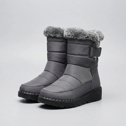 Women's Quilted Mid-Calf Winter Snow Boots Fur-Cuffed Warm Lined Platform Toggle