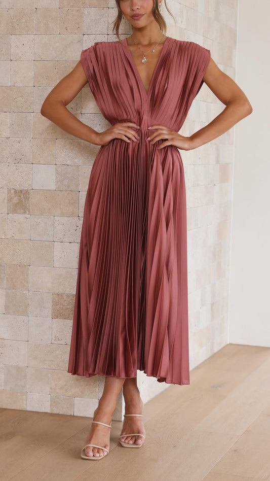 Lily | Elegant Formal Wedding Guest Dress for Women in Pleated Maxi Style