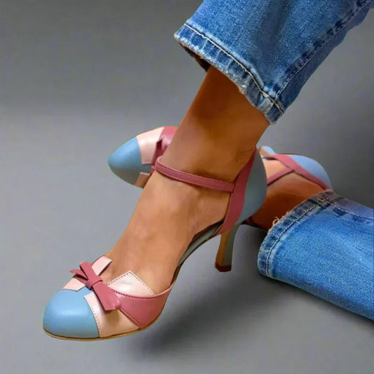Alana | Women Classic Bow Strap Mid Heel Pumps