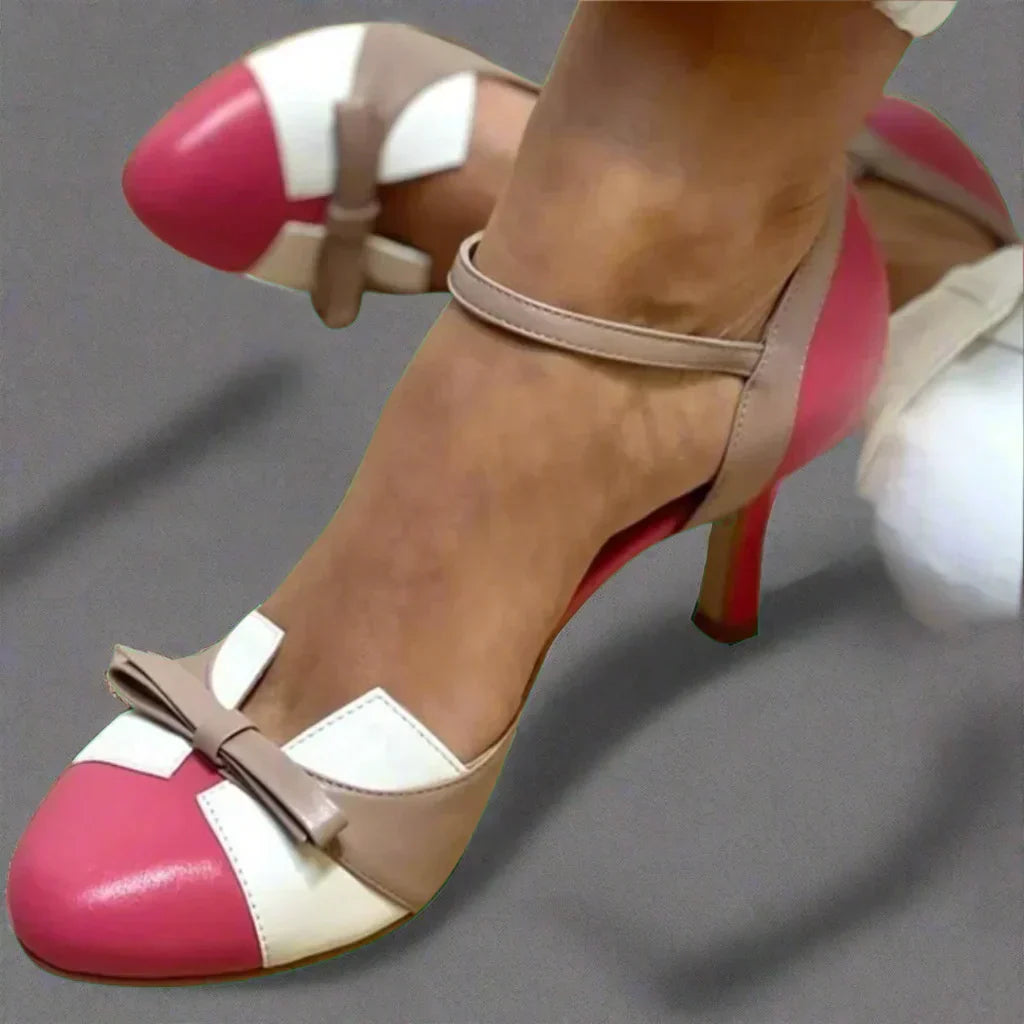Alana | Women Classic Bow Strap Mid Heel Pumps