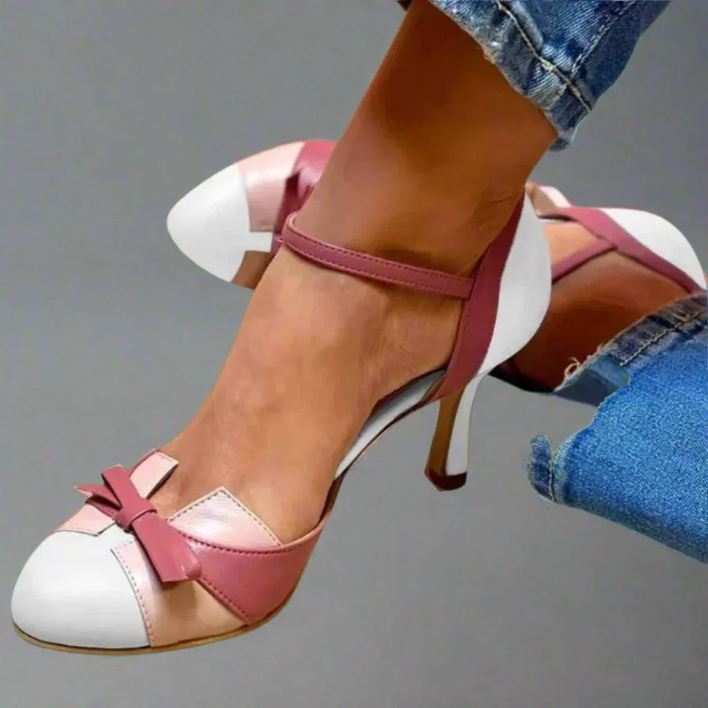 Alana | Women Classic Bow Strap Mid Heel Pumps