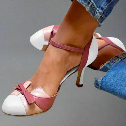Alana | Women Classic Bow Strap Mid Heel Pumps