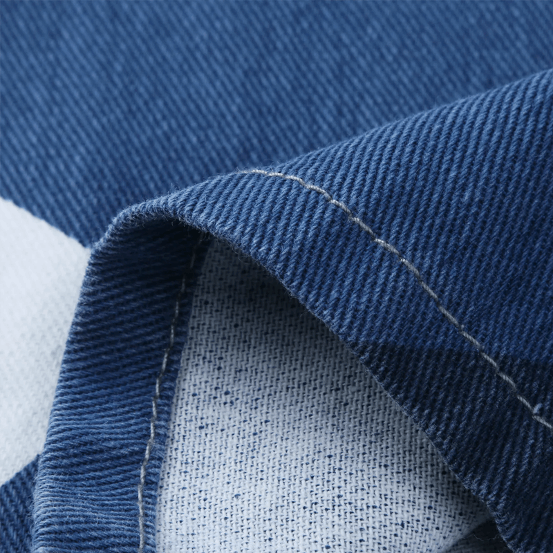 Effortless Blue Colorblock Wide Leg Jeans for Women with High Waist Geometric Print Relaxed Casual Style