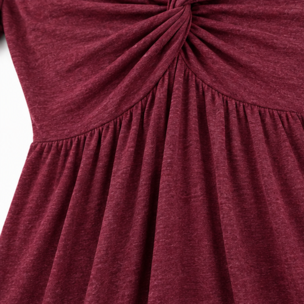 Elegant Twist Front Fit and Flare Dress for Women with V Neck Short Sleeve Plus Size Fall Style