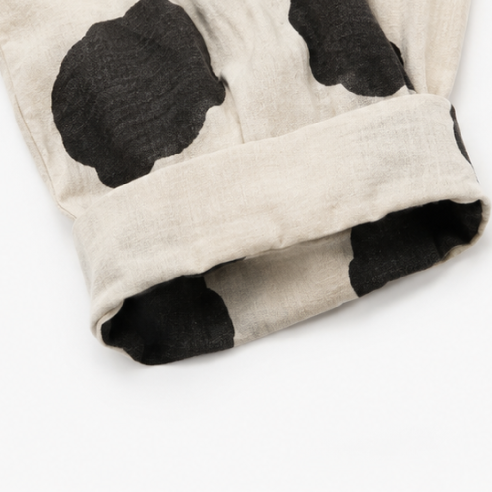 Comfortable Black Polka Dot Linen Blouse for Women with Collar Long Sleeve Oversized Fall Style