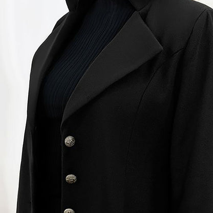 Elegant Wool Coat for Women with Notched Lapel Long Sleeve Button Front Tailored Style