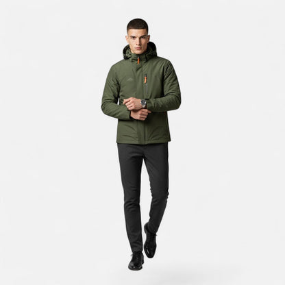 Effortless Rain Jacket for Men with Hooded Collar Long Sleeve Zip Up Windbreaker Outdoor Style