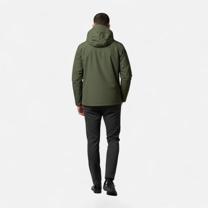 Effortless Rain Jacket for Men with Hooded Collar Long Sleeve Zip Up Windbreaker Outdoor Style