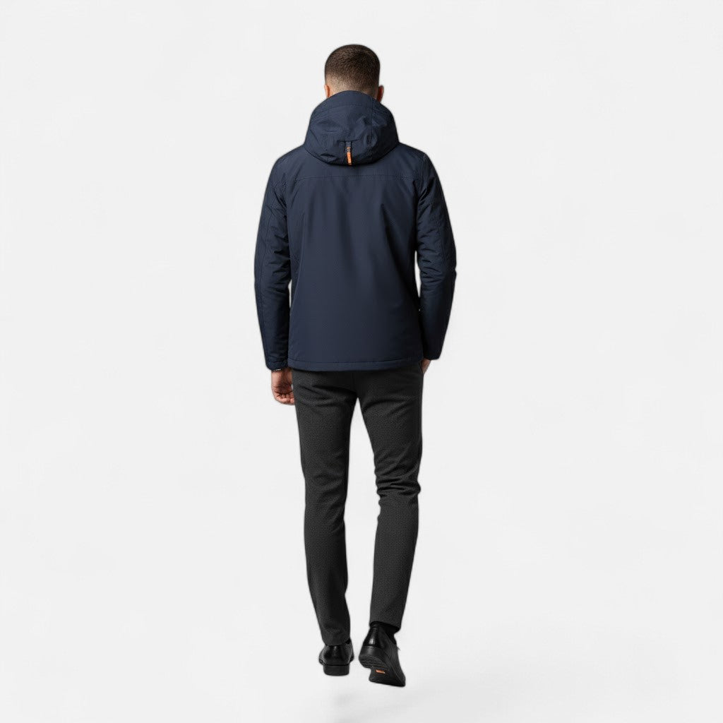 Effortless Rain Jacket for Men with Hooded Collar Long Sleeve Zip Up Windbreaker Outdoor Style