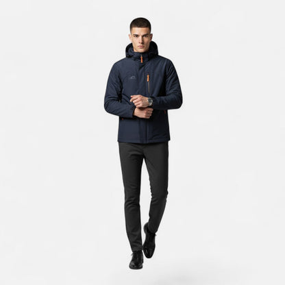 Effortless Rain Jacket for Men with Hooded Collar Long Sleeve Zip Up Windbreaker Outdoor Style