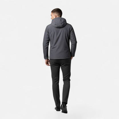 Effortless Rain Jacket for Men with Hooded Collar Long Sleeve Zip Up Windbreaker Outdoor Style