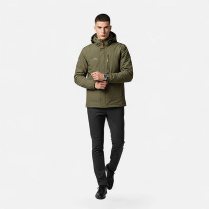 Effortless Rain Jacket for Men with Hooded Collar Long Sleeve Zip Up Windbreaker Outdoor Style