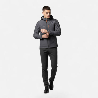 Effortless Rain Jacket for Men with Hooded Collar Long Sleeve Zip Up Windbreaker Outdoor Style