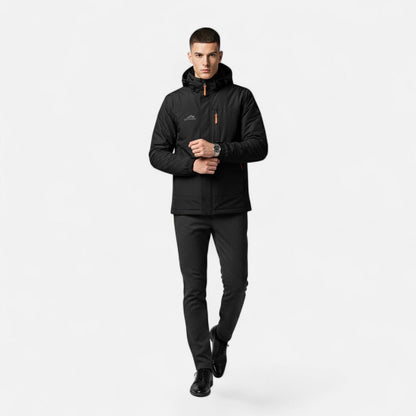 Effortless Rain Jacket for Men with Hooded Collar Long Sleeve Zip Up Windbreaker Outdoor Style