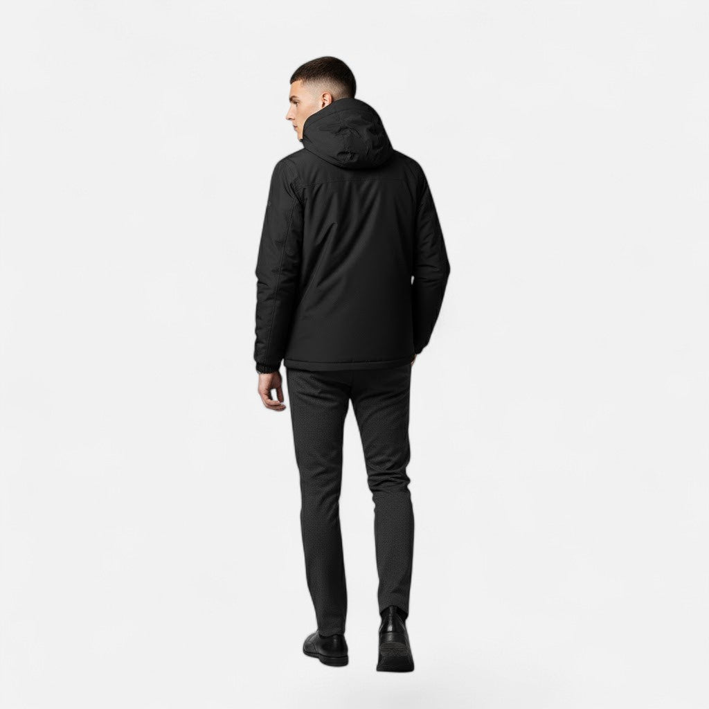 Effortless Rain Jacket for Men with Hooded Collar Long Sleeve Zip Up Windbreaker Outdoor Style