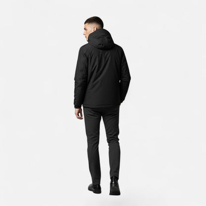 Effortless Rain Jacket for Men with Hooded Collar Long Sleeve Zip Up Windbreaker Outdoor Style