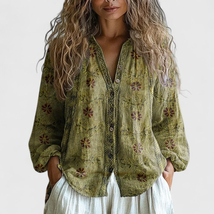 Effortless Floral Print Blouses for Women with Zip Front Long Sleeve Lightweight Style