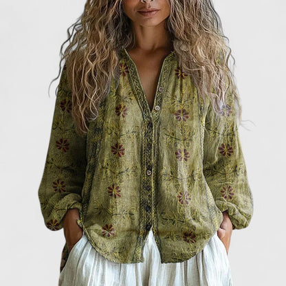 Effortless Floral Print Blouses for Women with Zip Front Long Sleeve Lightweight Style