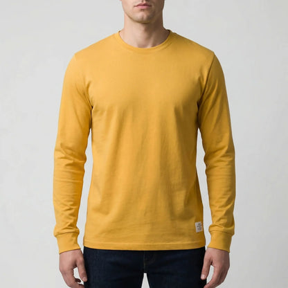 Cozy Crew Neck Knit Sweater for Men with Round Neck Long Sleeve Ribbed Trim Slim Style