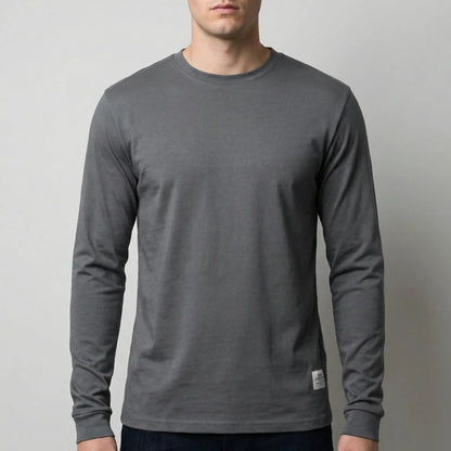 Cozy Crew Neck Knit Sweater for Men with Round Neck Long Sleeve Ribbed Trim Slim Style