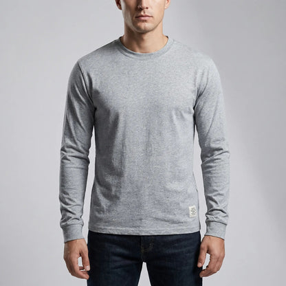Cozy Crew Neck Knit Sweater for Men with Round Neck Long Sleeve Ribbed Trim Slim Style