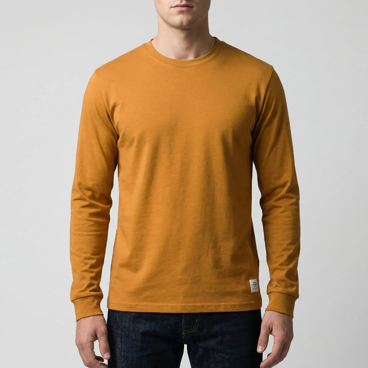 Cozy Crew Neck Knit Sweater for Men with Round Neck Long Sleeve Ribbed Trim Slim Style