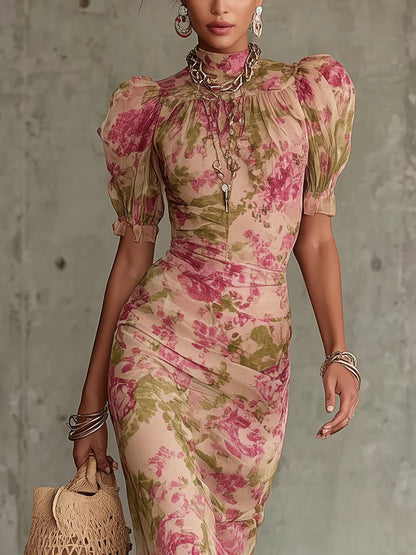 Rosalie | Elegant Pink Maxi Dress for Women with Floral Long Style